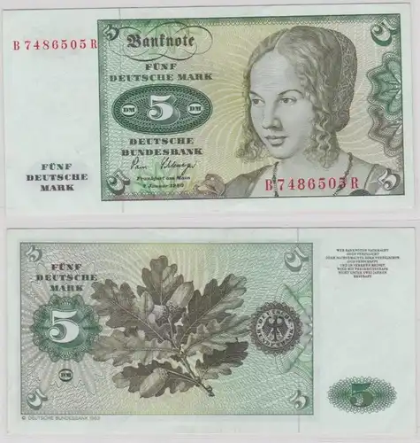 T144780 Banknote 5 DM Deutsche Mark Ro. 285a Schein 2.Januar 1980 KN B 7486505 R