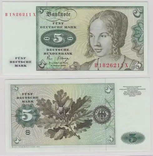 T144679 Banknote 5 DM Deutsche Mark Ro. 285a Schein 2.Januar 1980 KN B 1826211 X