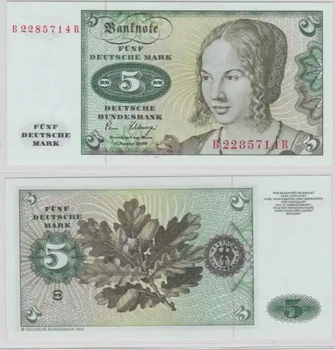 T144567 Banknote 5 DM Deutsche Mark Ro. 285a Schein 2.Januar 1980 KN B 2285714 R