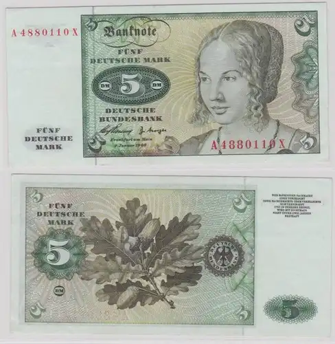 T144357 Banknote 5 DM Deutsche Mark Ro. 262e Schein 2.Januar 1960 KN A 4880110 X