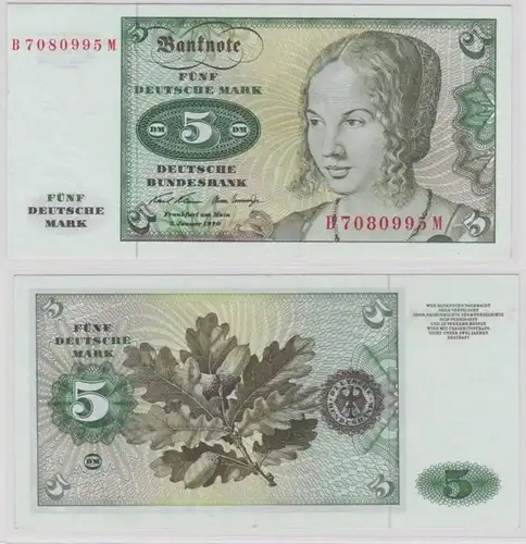 T144333 Banknote 5 DM Deutsche Mark Ro. 269a Schein 2.Januar 1970 KN B 7080995 M