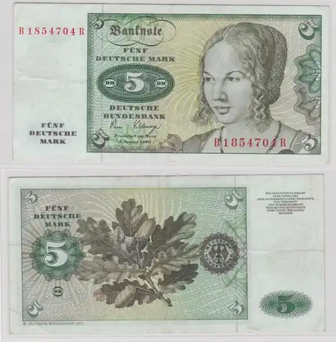 T144286 Banknote 5 DM Deutsche Mark Ro. 285a Schein 2.Januar 1980 KN B 1854704 R