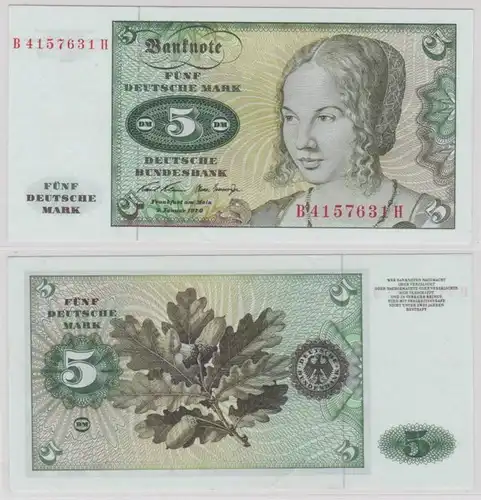 T144193 Banknote 5 DM Deutsche Mark Ro. 269a Schein 2.Januar 1970 KN B 4157631 H