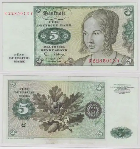 T144177 Banknote 5 DM Deutsche Mark Ro. 285a Schein 2.Januar 1980 KN B 2285013 Y
