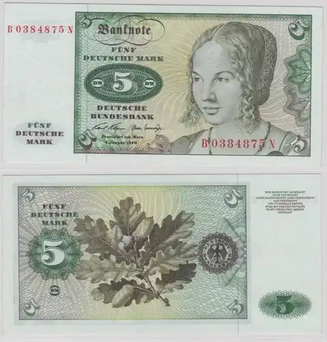 T144147 Banknote 5 DM Deutsche Mark Ro. 269a Schein 2.Januar 1970 KN B 0384875 N