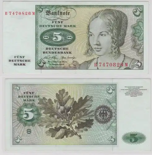 T144131 Banknote 5 DM Deutsche Mark Ro. 269a Schein 2.Januar 1970 KN B 7470826 M