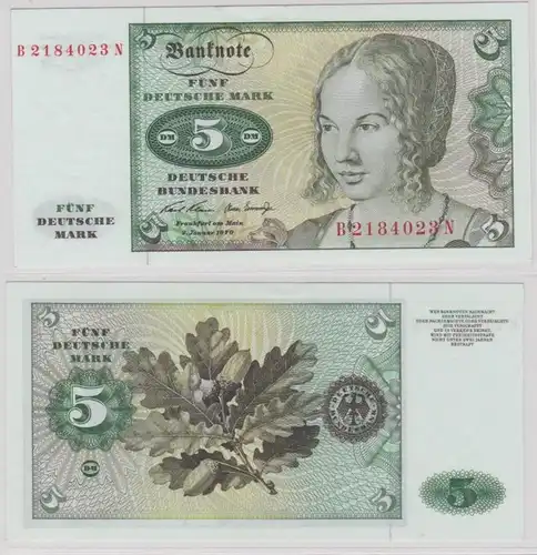 T144123 Banknote 5 DM Deutsche Mark Ro. 269a Schein 2.Januar 1970 KN B 2184023 N