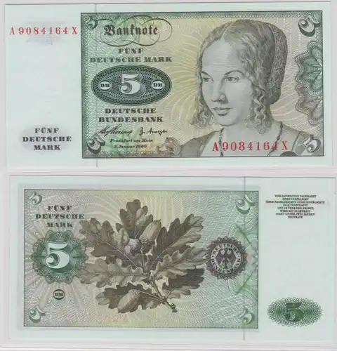 T143954 Banknote 5 DM Deutsche Mark Ro. 262e Schein 2.Januar 1960 KN A 9084164 X
