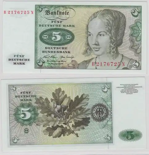 T143438 Banknote 5 DM Deutsche Mark Ro. 269a Schein 2.Januar 1970 KN B 2176725 N