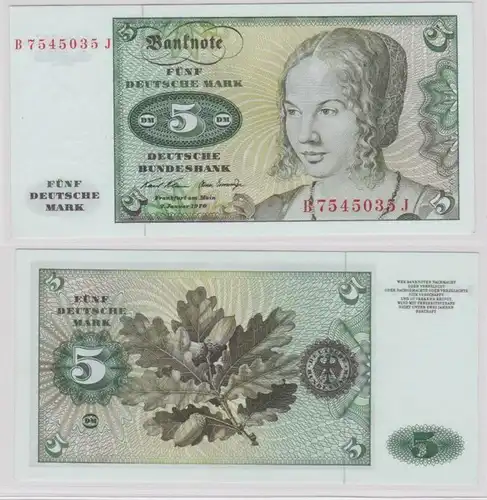 T142547 Banknote 5 DM Deutsche Mark Ro. 269a Schein 2.Januar 1970 KN B 7545035 J