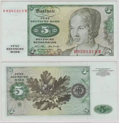 T142409 Banknote 5 DM Deutsche Mark Ro. 269a Schein 2.Januar 1970 KN B 0501218 M
