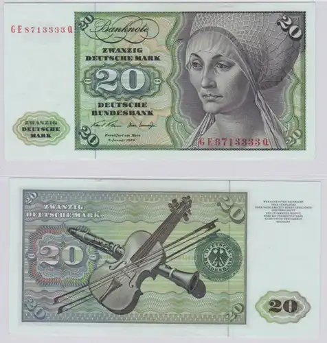 T145970 Banknote 20 DM Deutsche Mark Ro. 271b Schein 2.Jan. 1970 KN GE 8713333 Q