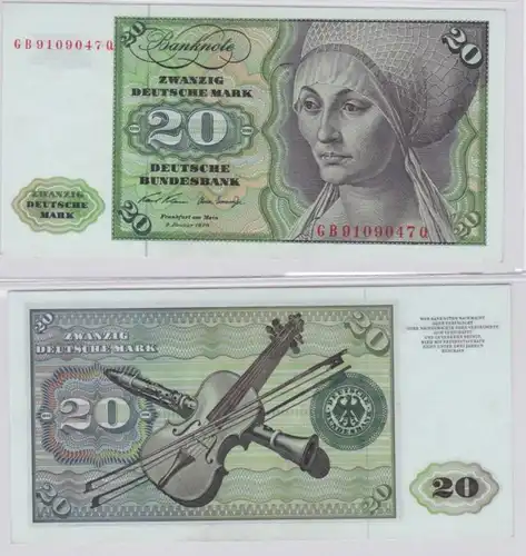 T145969 Banknote 20 DM Deutsche Mark Ro. 271a Schein 2.Jan. 1970 KN GB 9109047 Q