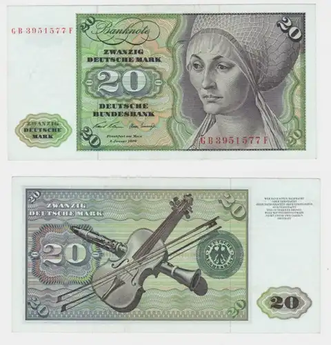 T145966 Banknote 20 DM Deutsche Mark Ro. 271a Schein 2.Jan. 1970 KN GB 3951577 F