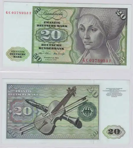 T145930 Banknote 20 DM Deutsche Mark Ro. 271a Schein 2.Jan. 1970 KN GC 0578933 F