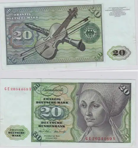T145924 Banknote 20 DM Deutsche Mark Ro. 271b Schein 2.Jan. 1970 KN GE 2054469 V
