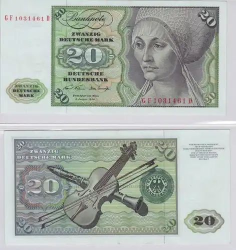 T145887 Banknote 20 DM Deutsche Mark Ro. 271b Schein 2.Jan. 1970 KN GF 1031461 D