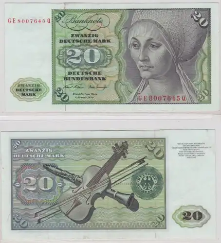 T145886 Banknote 20 DM Deutsche Mark Ro. 271b Schein 2.Jan. 1970 KN GE 8007645 Q