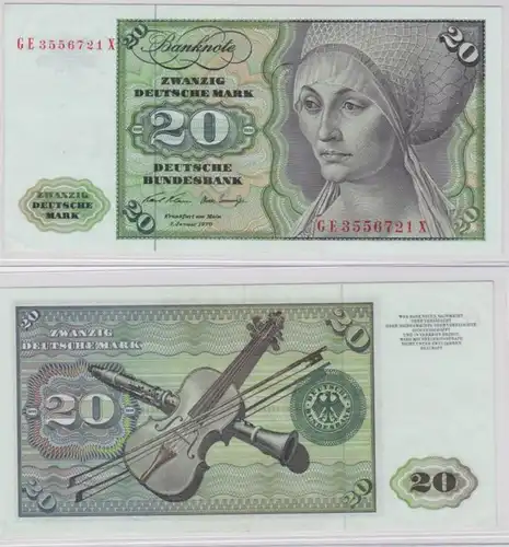 T145884 Banknote 20 DM Deutsche Mark Ro. 271b Schein 2.Jan. 1970 KN GE 3556721 X