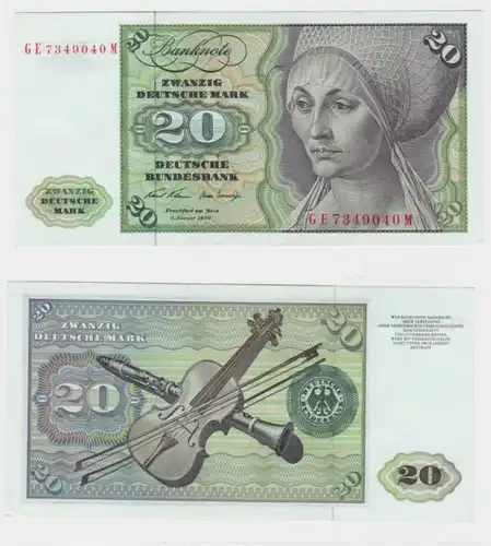 T145871 Banknote 20 DM Deutsche Mark Ro. 271b Schein 2.Jan. 1970 KN GE 7349040 M