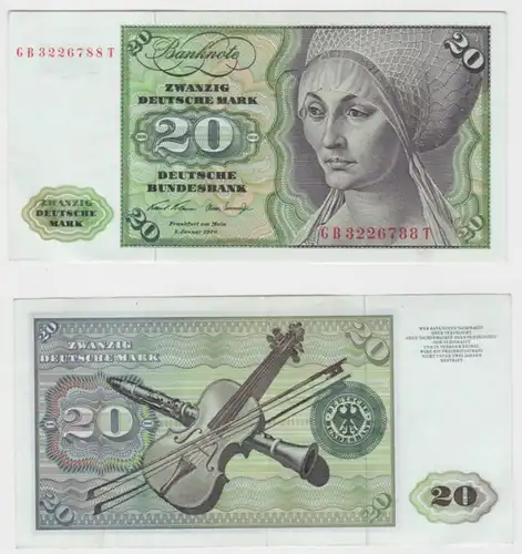 T145866 Banknote 20 DM Deutsche Mark Ro. 271a Schein 2.Jan. 1970 KN GB 3226788 T