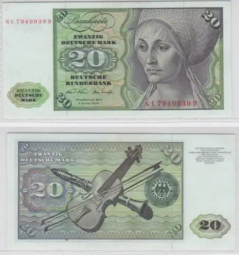 T145865 Banknote 20 DM Deutsche Mark Ro. 271a Schein 2.Jan. 1970 KN GC 7940939 D