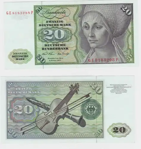 T145863 Banknote 20 DM Deutsche Mark Ro. 271b Schein 2.Jan. 1970 KN GE 8183298 P