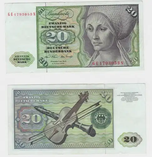 T145850 Banknote 20 DM Deutsche Mark Ro. 271b Schein 2.Jan. 1970 KN GE 1793053 N