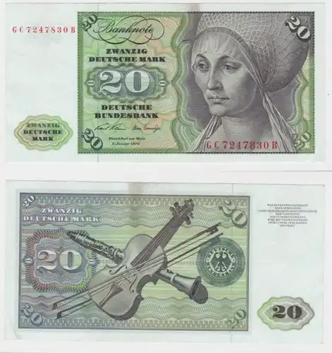 T145848 Banknote 20 DM Deutsche Mark Ro. 271a Schein 2.Jan. 1970 KN GC 7247830 B