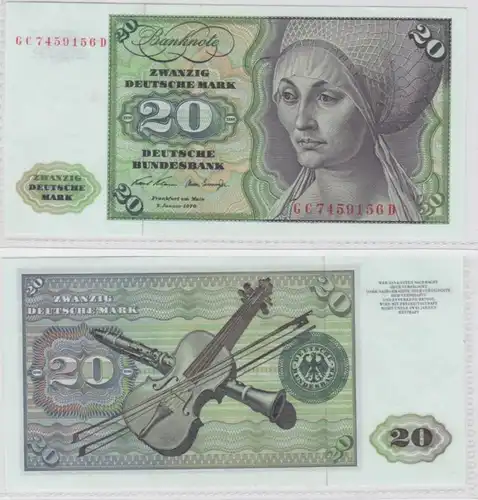 T145845 Banknote 20 DM Deutsche Mark Ro. 271a Schein 2.Jan. 1970 KN GC 7459156 D