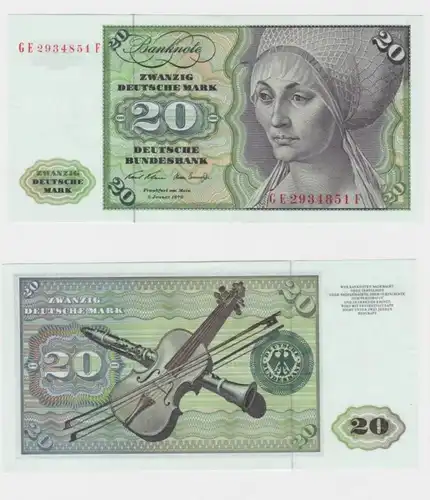 T145846 Banknote 20 DM Deutsche Mark Ro. 271b Schein 2.Jan. 1970 KN GE 2934851 F