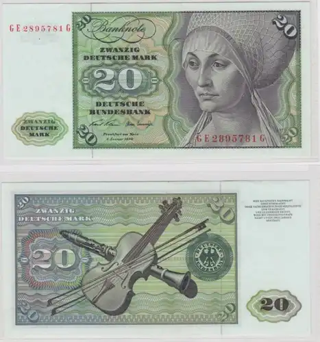 T145841 Banknote 20 DM Deutsche Mark Ro. 271b Schein 2.Jan. 1970 KN GE 2895781 G