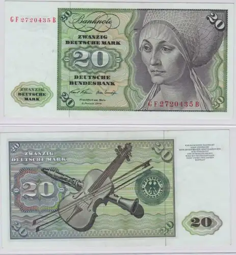 T145808 Banknote 20 DM Deutsche Mark Ro. 271b Schein 2.Jan. 1970 KN GF 2720435 B