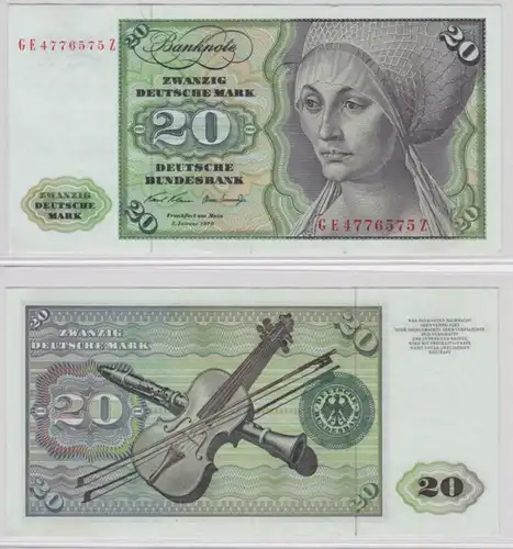 T145771 Banknote 20 DM Deutsche Mark Ro. 271b Schein 2.Jan. 1970 KN GE 4776575 Z
