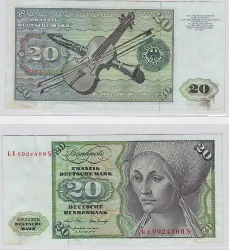 T145767 Banknote 20 DM Deutsche Mark Ro. 271b Schein 2.Jan. 1970 KN GE 0924869 S