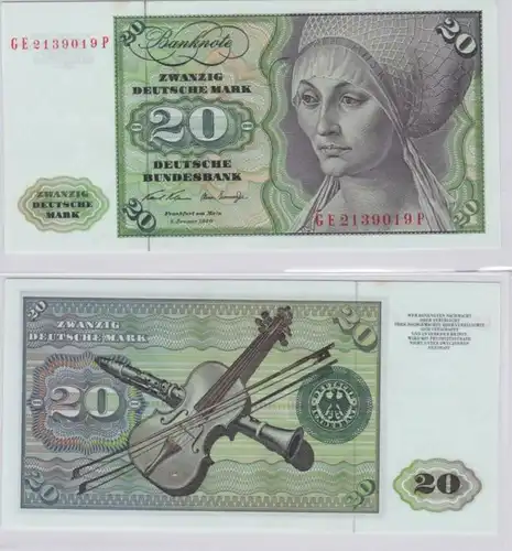 T145769 Banknote 20 DM Deutsche Mark Ro. 271b Schein 2.Jan. 1970 KN GE 2139019 P