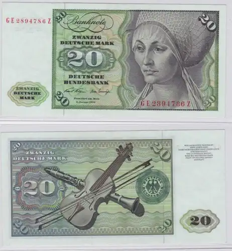 T145729 Banknote 20 DM Deutsche Mark Ro. 271b Schein 2.Jan. 1970 KN GE 2894786 Z