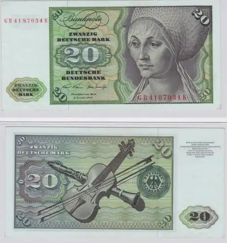 T145766 Banknote 20 DM Deutsche Mark Ro. 271a Schein 2.Jan. 1970 KN GB 4187034 K