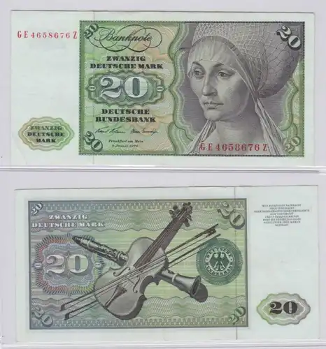 T145725 Banknote 20 DM Deutsche Mark Ro. 271b Schein 2.Jan. 1970 KN GE 4658676 Z
