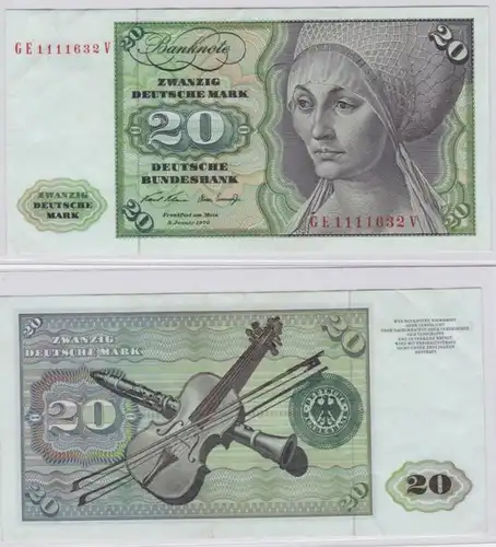 T145726 Banknote 20 DM Deutsche Mark Ro. 271b Schein 2.Jan. 1970 KN GE 1111632 V