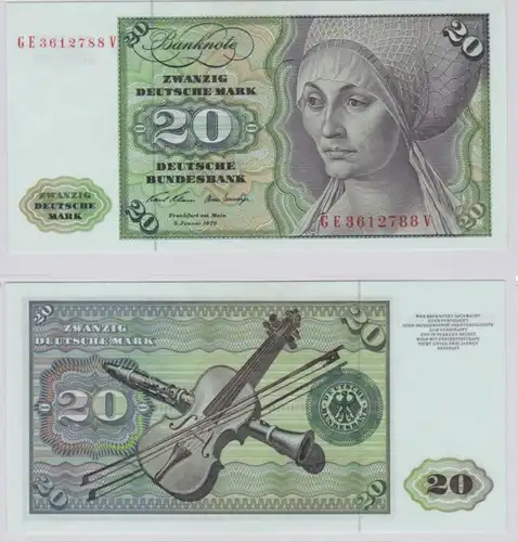 T145714 Banknote 20 DM Deutsche Mark Ro. 271b Schein 2.Jan. 1970 KN GE 3612788 V