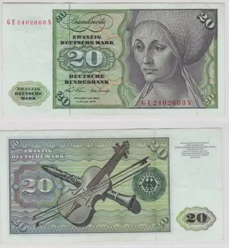 T145705 Banknote 20 DM Deutsche Mark Ro. 271b Schein 2.Jan. 1970 KN GE 2402663 N