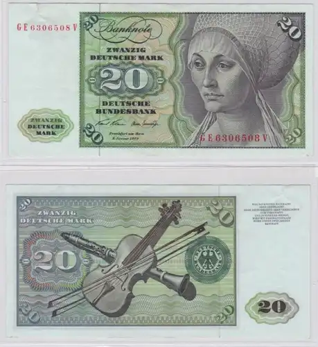 T145699 Banknote 20 DM Deutsche Mark Ro. 271b Schein 2.Jan. 1970 KN GE 6306508 V