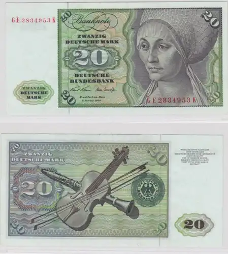 T145696 Banknote 20 DM Deutsche Mark Ro. 271b Schein 2.Jan. 1970 KN GE 2834953 K