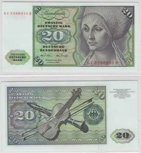 T145690 Banknote 20 DM Deutsche Mark Ro. 271a Schein 2.Jan. 1970 KN GC 8296931 D