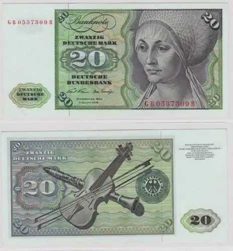 T145684 Banknote 20 DM Deutsche Mark Ro. 271a Schein 2.Jan. 1970 KN GB 0537309 R