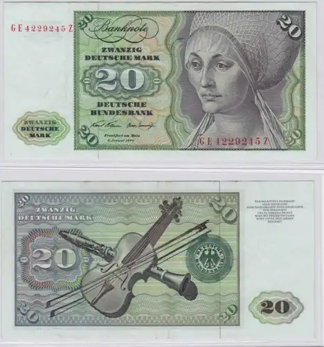 T145646 Banknote 20 DM Deutsche Mark Ro. 271b Schein 2.Jan. 1970 KN GE 4229245 Z