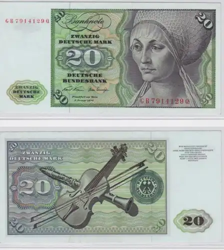 T145609 Banknote 20 DM Deutsche Mark Ro. 271a Schein 2.Jan. 1970 KN GB 7914129 Q