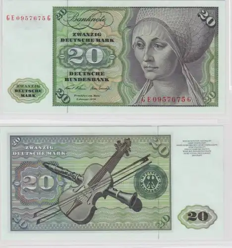 T145554 Banknote 20 DM Deutsche Mark Ro. 271b Schein 2.Jan. 1970 KN GE 0957675 G