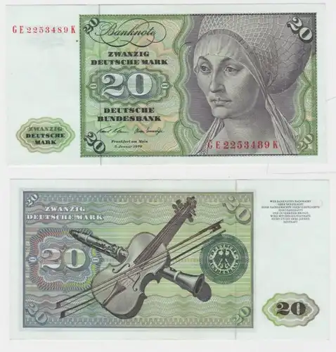 T145548 Banknote 20 DM Deutsche Mark Ro. 271b Schein 2.Jan. 1970 KN GE 2253489 K